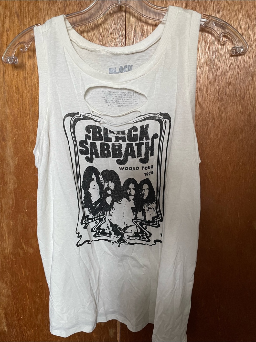 Black Sabbath White Graphic Muscle Tee